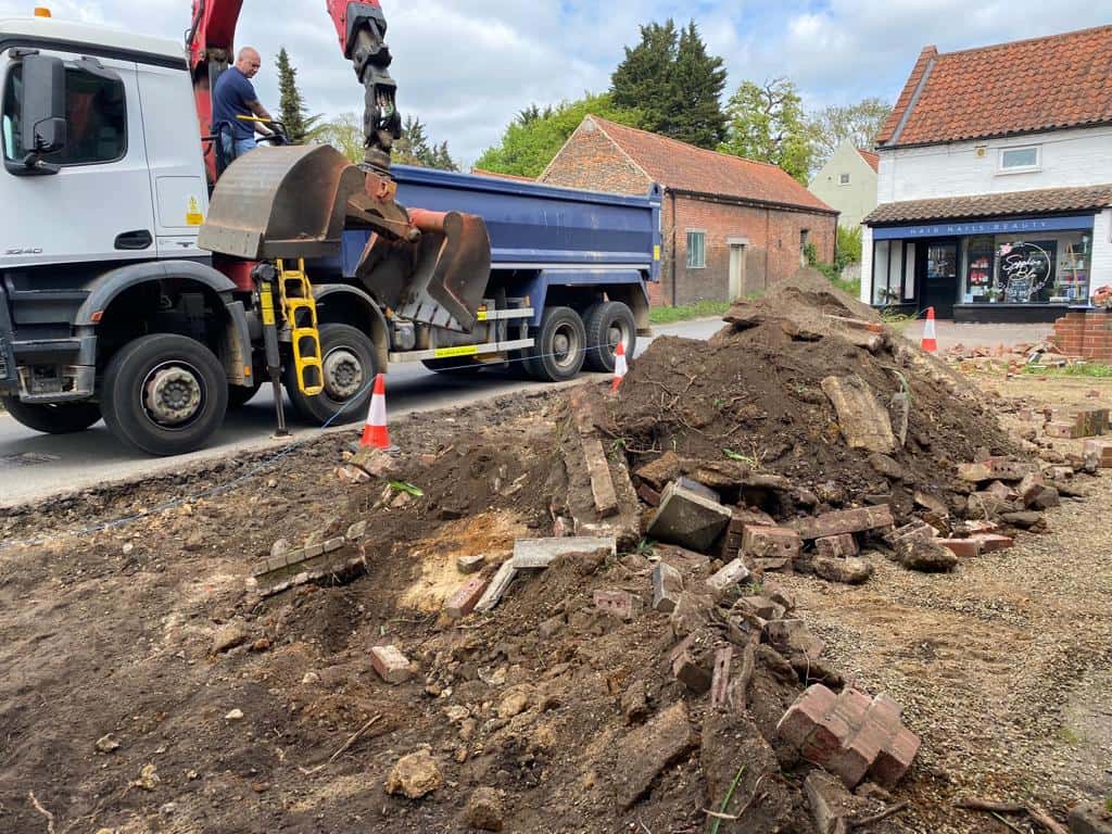 This is a photo of a dig out being carried out for the installation of a new tarmac driveway. Works being carried out by Canterbury Driveways